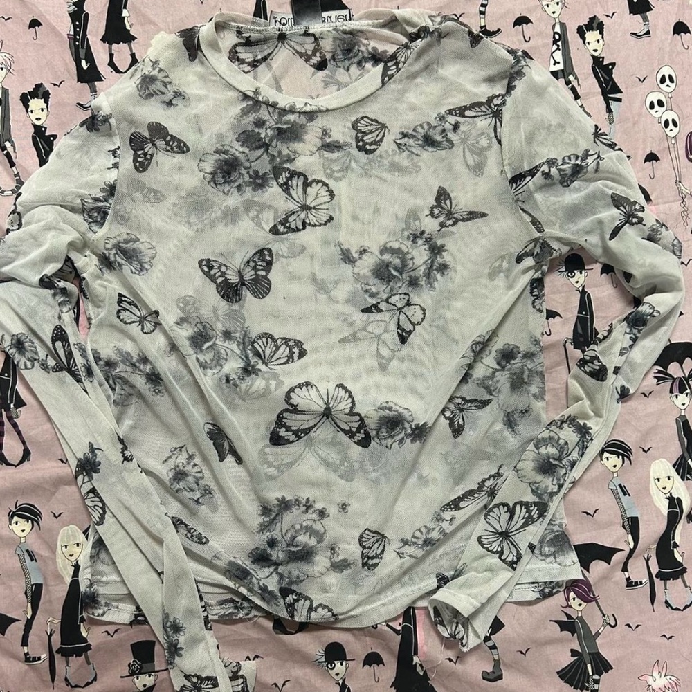 Butterfly Mesh Long Sleeve Shirt